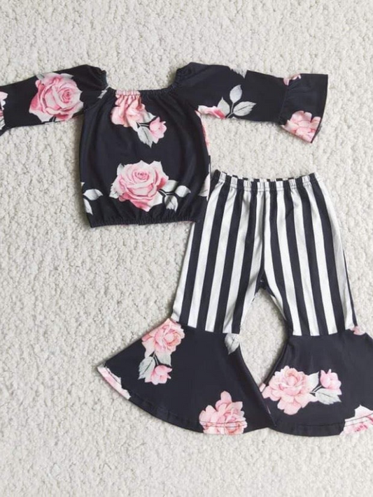 Floral and Stripe Two Piece Set