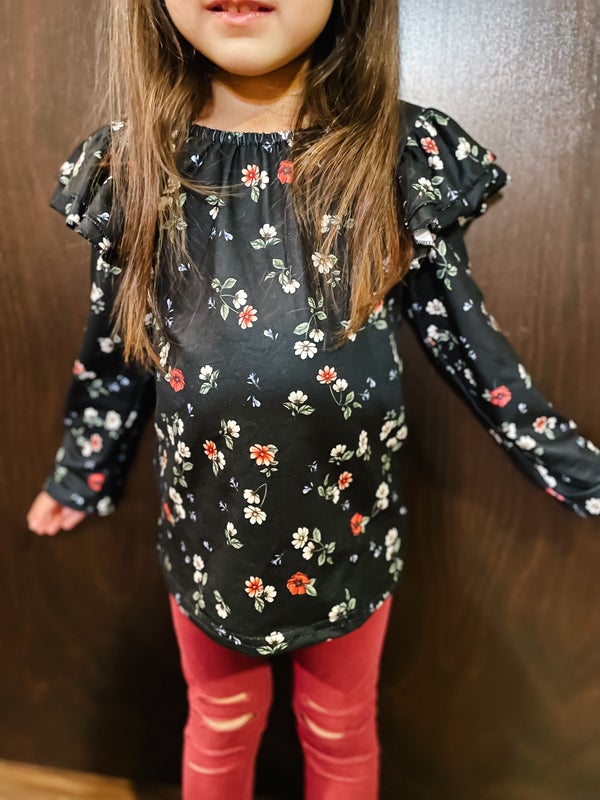 Floral Flutter Sleeve Leotard/Top - The Boss Baby Boutique