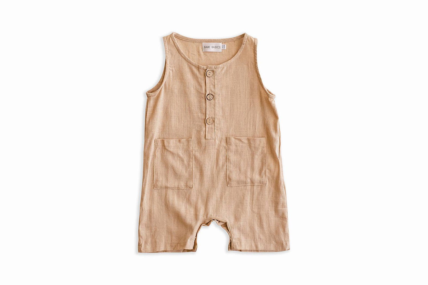 Oatmeal Crop Linen Baby Romper - The Boss Baby Boutique