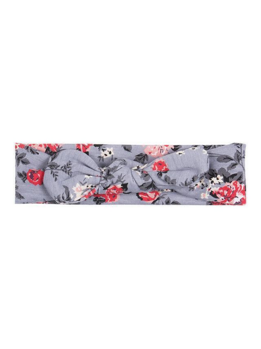 Grey Knit Floral Headband - The Boss Baby Boutique