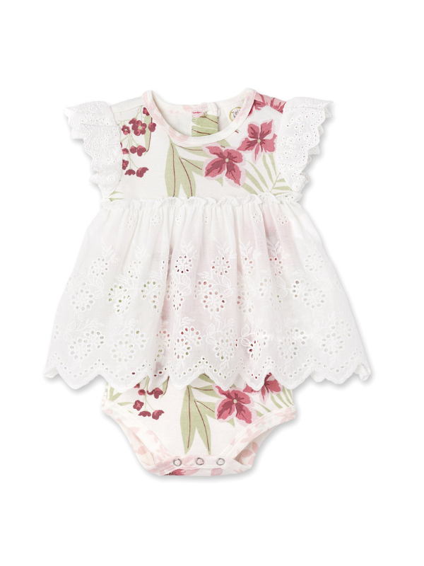 Tropical Blooms Skirted Bodysuit - The Boss Baby Boutique