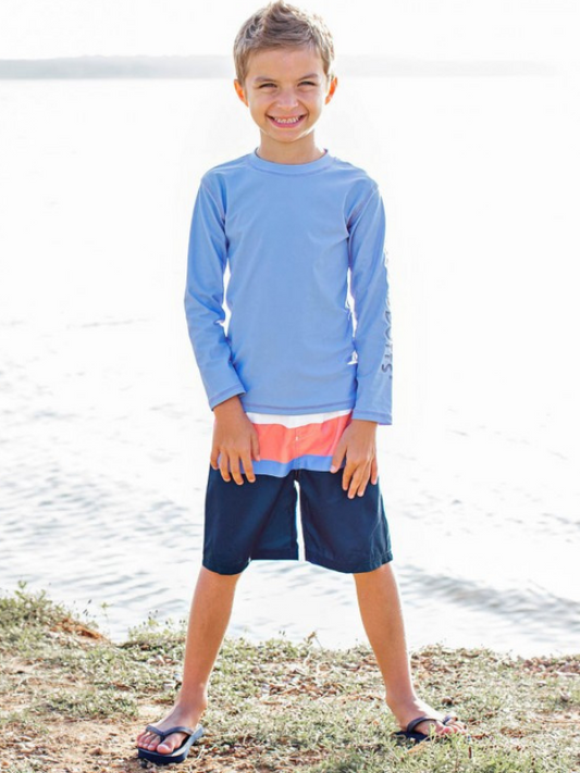 Coral & Blue Color Block Swim Trunk - The Boss Baby Boutique