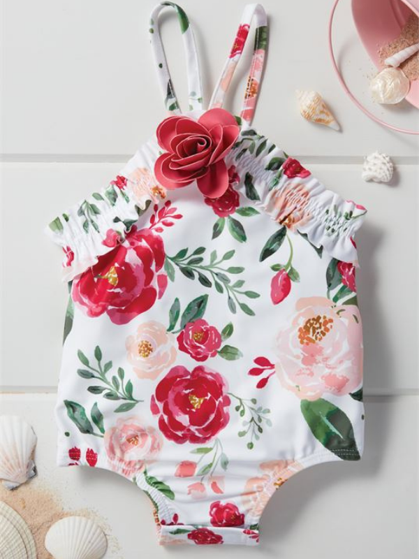 Floral Halter Swimsuit - The Boss Baby Boutique
