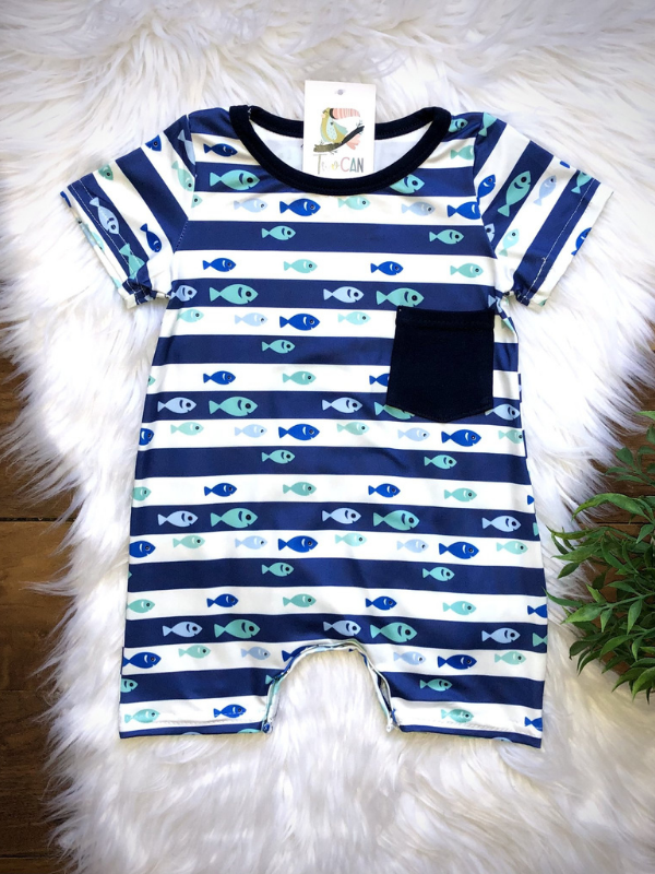 Teal Fish Infant Romper - The Boss Baby Boutique