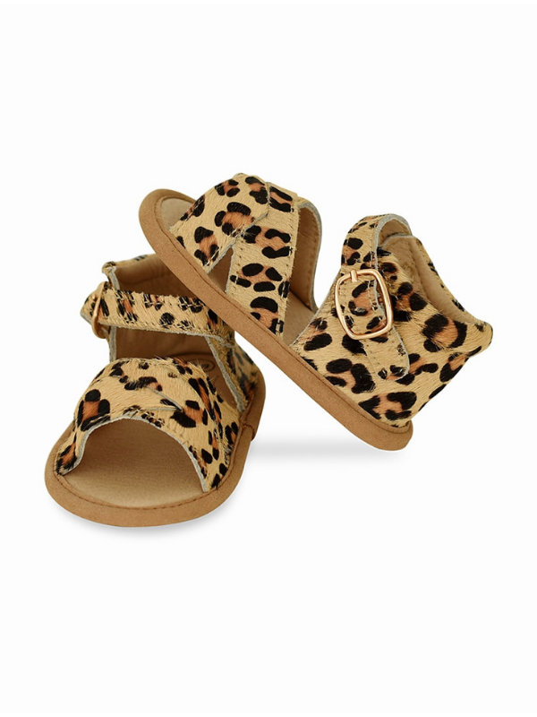 Leopard Leather Baby Sandals - The Boss Baby Boutique