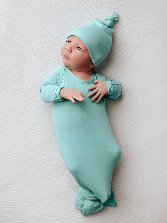 Mint Knotted Gown w/ Hat - The Boss Baby Boutique