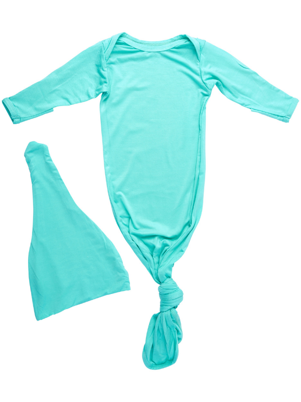 Mint Knotted Gown w/ Hat - The Boss Baby Boutique