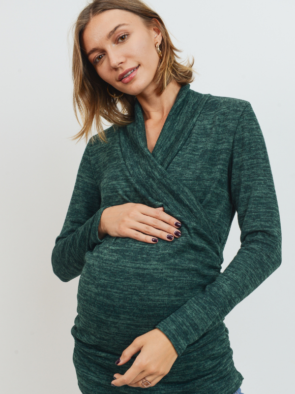 Surplice Sweater Knit Maternity Tunic - The Boss Baby Boutique