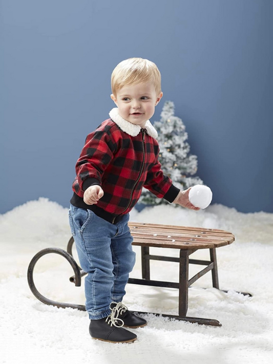 Red Buffalo Check Sherpa Jacket - The Boss Baby Boutique