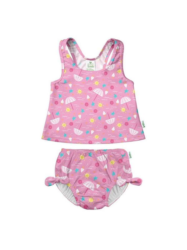 Two-piece Bow Tankini with Snap Reusable Absorbent Swim Diaper - The Boss Baby Boutique