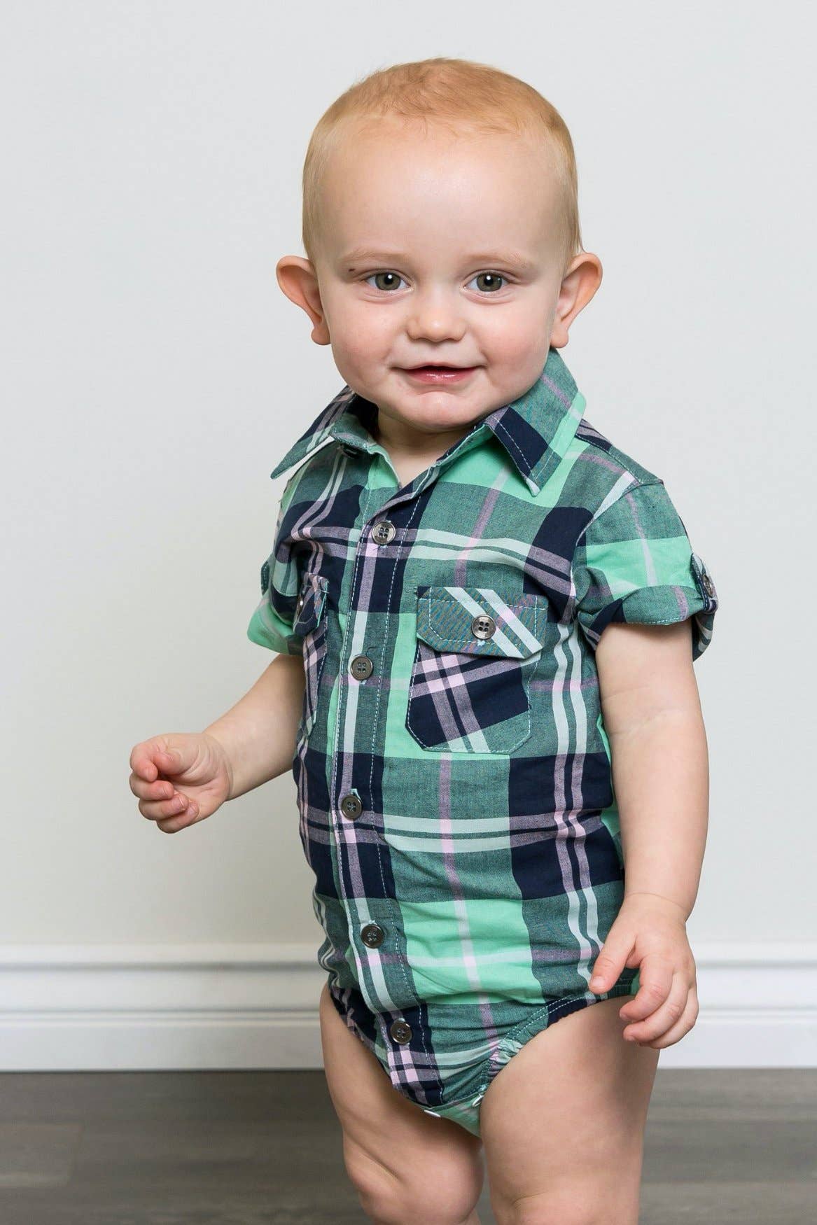 Plaid Short Sleeve Button Up - The Boss Baby Boutique